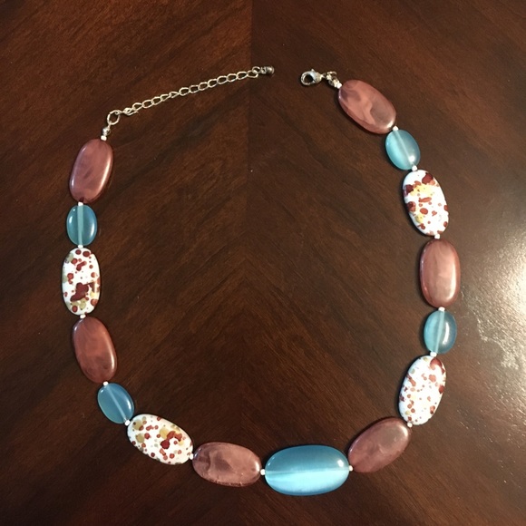 Chunky Beaded Necklace with Turquoise, Brown, and Speckled Beads - Picture 2 of 5